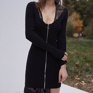 Black Annie Zipper Mini Dress